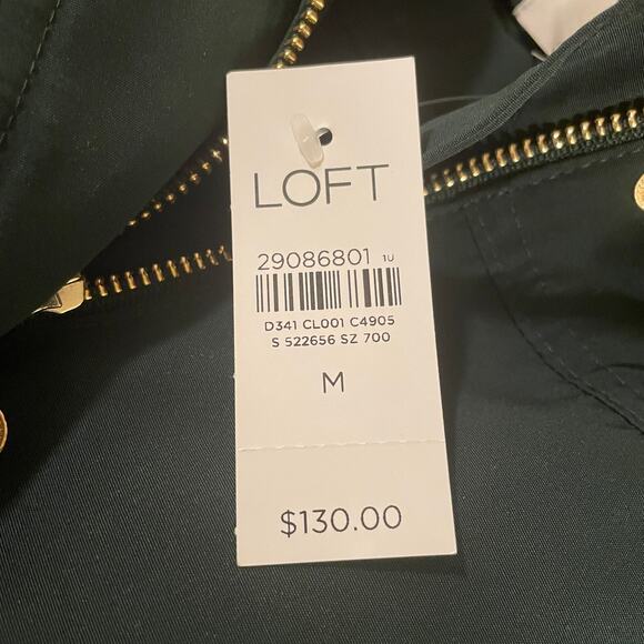 LOFT Hooded Raincoat Jacket Green | Gold Hardware, Minimalist Fall, M $130 NWT - Picture 3 of 8